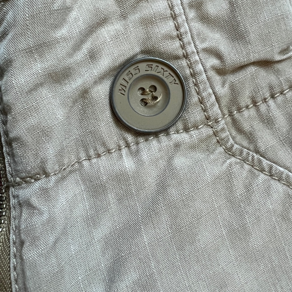 VINTAGE VTG Miss Sixty Khaki Cargo Capri Pants With Floral Detail Size 27 - Picture 7 of 8